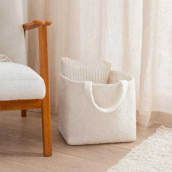 Sac de rangement bouclette écru 25x25x25cm