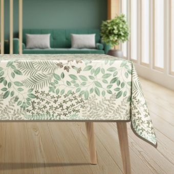 Toile cirée Ramure Vert roulée et sans plis
