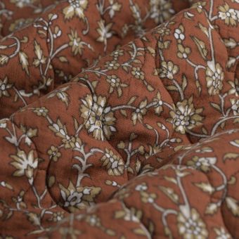 Tissu matelassé double gaze Udai bordeaux camel 