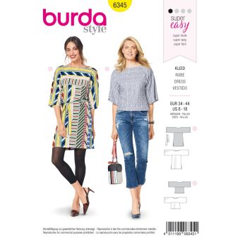 Patron Burda 6345 - Robe et T-shirt pour femmes du 36 au 46