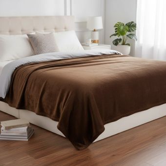 Couverture flanelle chocolat 220x240