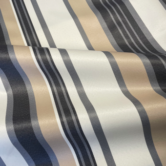 Tissu jacquard enduit déperlant Tessa Anthracite rayures