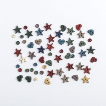 Sachet boutons fantaisie assortiment étoiles cœurs et ronds