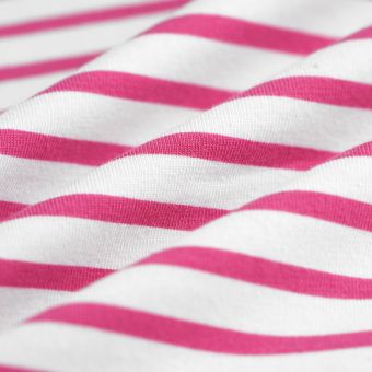 Tissu jersey rayé marinière blanc rose