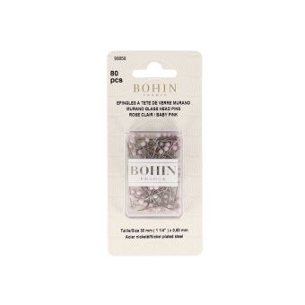 Epingles à tête de verre de Murano vieux rose - Bohin