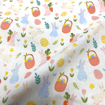 Tissu de Pâques chasse aux œufs multico