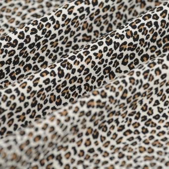 Tissu popeline viscose mini léopard brun