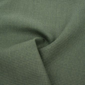 Tissu lainage mini pied de poule vert kaki noir - Origine France
