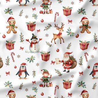 Jersey coton imprimé Christmas Red – Motif de Noël enfant – Certifié Oeko-Tex®