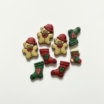 Sachet boutons fantaisie oursons et chaussettes de Noël