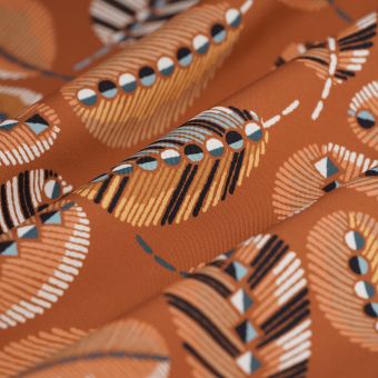 Tissu toile polyester déperlant plumette terracotta