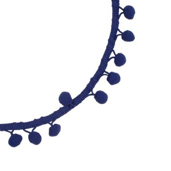 Galon pompons bleu royal 1 cm