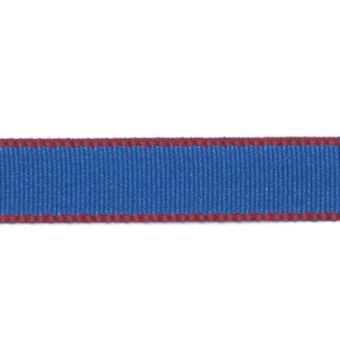 Ruban gros grain bleu foncé bords rouge 25 mm