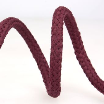 Cordon tressé tubulaire polyester bordeaux 8mm
