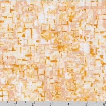 Tissu coton jaune effet carrés diffus