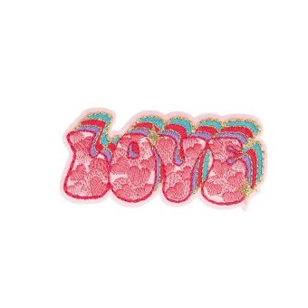 Ecusson thermocollant love coeur planète love 6,9cm x 3,3cm