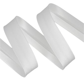 Biais satin polyester 20mm(10+10) blanc