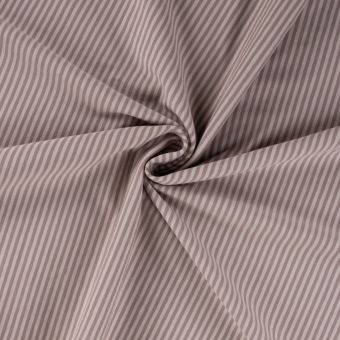 Maille jersey coton fine rayure 0,5mm bicolore taupe