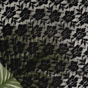 Tissu résille pivoine noir