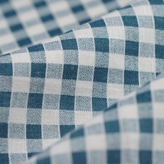 Tissu lin lavé bleu vichy