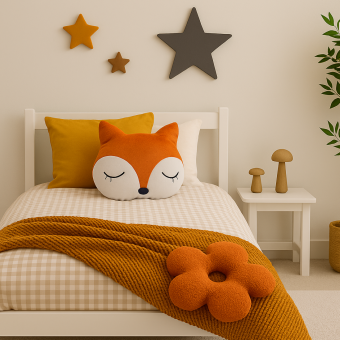 Coussin renard marron 30x30cm