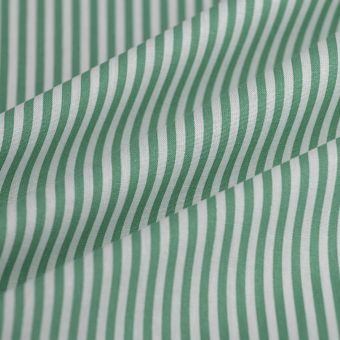 Tissu cretonne petite rayure vert 
