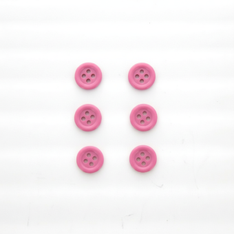 Carte de 6 boutons unis 12 mm roses