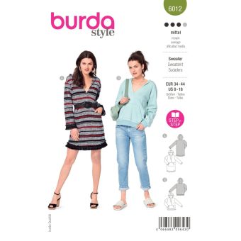 Patron BURDA 6012 - Sweat-shirt/Robe capuche 36-46 