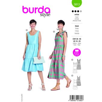 Patron Burda N° 5813 robe T 36 à 46