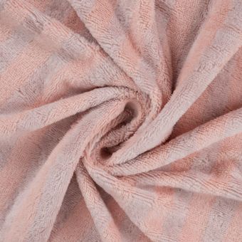 Tissu éponge viscose rayure tissé teint rose