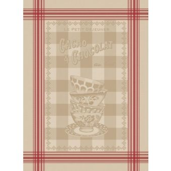 Torchon jacquard dejeuner 50 x 70 cm lin rouge