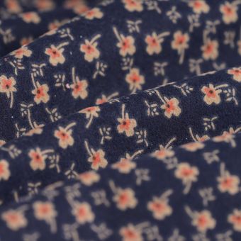 Tissu flanelle imprimée mini fleurs marine
