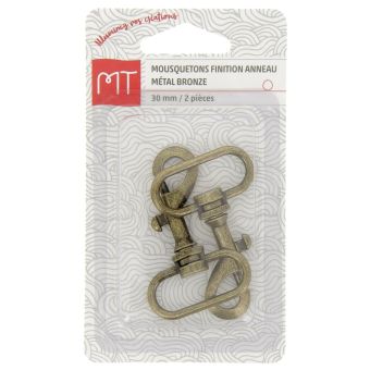 Mousqueton finition anneau en métal 30 mm 2 pcs bronze