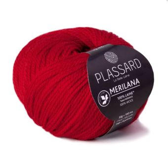 Pelote de Laine Mérilana-61 rouge hermès 100 m - Plassard