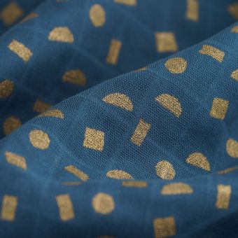 Tissu lange géométrie bleu canard