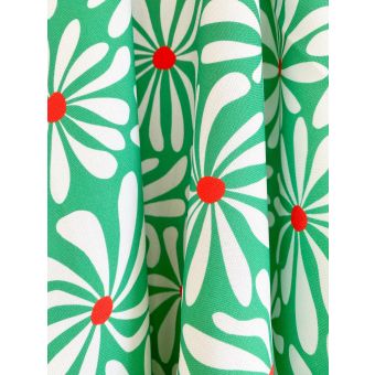FLOWER BEACH VERT TISSU IMPERMEABLE AU METRE