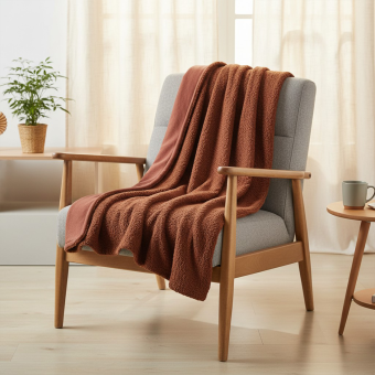 Plaid paddou bouclette roux 160x200