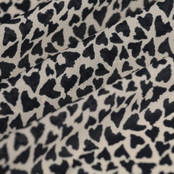 Tissu crêpe polyester coeur marine écru