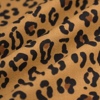 Tissu cretonne léopard marron