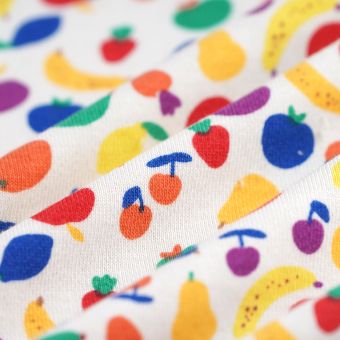 Tissu French terry demi fruits funny multicolore
