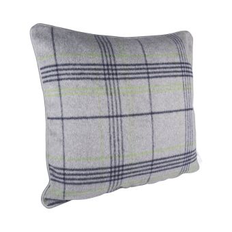 Housse de coussin tartan gris et vert 