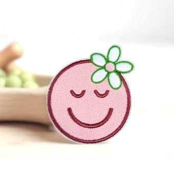 Patch brodé smiley fleur – Ecusson  Mood rétro à thermocoller
