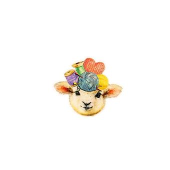 Ecusson thermocollant tête d'animaux rigolos 5,8cm x 5cm mouton pelote