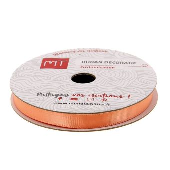 Bobine ruban satin pêche 6m X 6mm