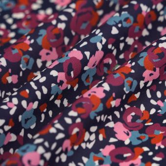 Tissu crêpe polyester lourd léo floral multicolore