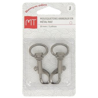 Mousquetons métal finition anneau 20 mm