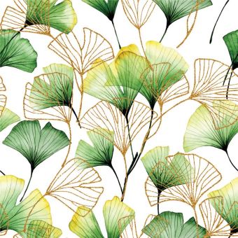 Tissu Impermeable Fleuri Ginkgo, coupon 1m x laize (155cm)