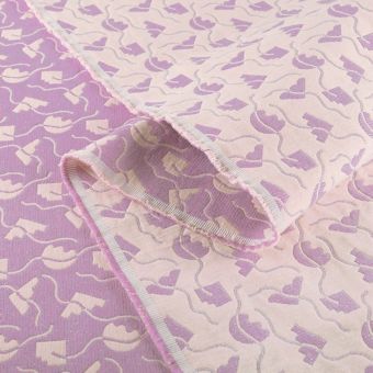 Tissu Jacquard Memphis Guimauve parme, champagne et métallisé - Walkie Talkie