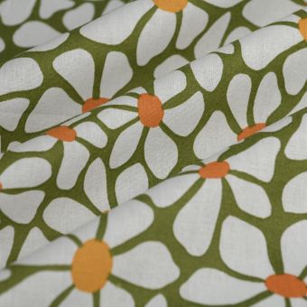 Tissu cretonne April kaki