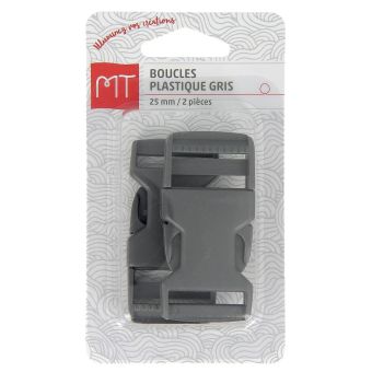 Boucles à ouverture rapide grises en plastique 25 mm